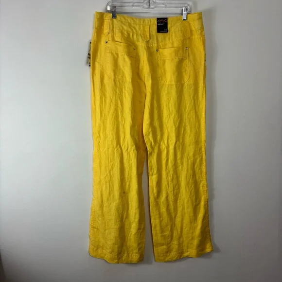 INC International Concepts Yellow Wide Leg Pants with Drawstring Waist - Picture 7 of 9
